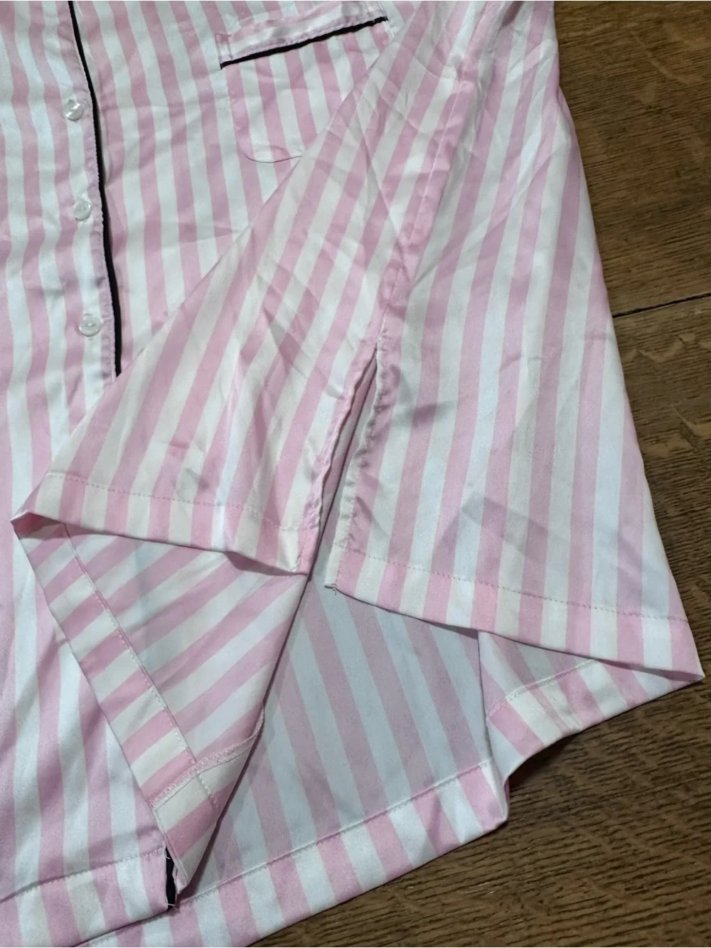 Victoria's Secret sz XXL Pink and White Striped Pajama Set with Black Piping